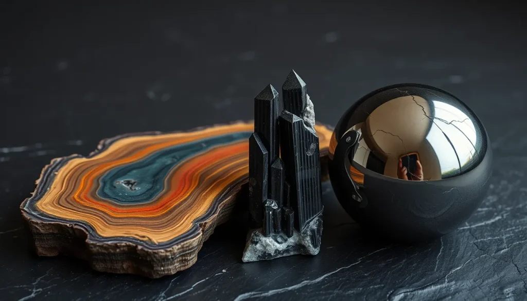 Featured image for Best Gemstones for Grounding: Petrified Wood vs. Black Tourmaline and Hematite — Gemstone Comparisons